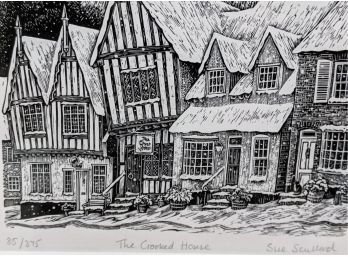 'The Crooked House' Signed And Numbered Black And White Print By Sue Scullard