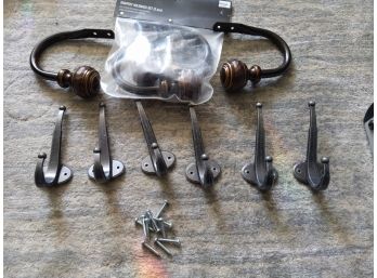 Two Sets Of Drapery Hooks Plus Heavy Silver Metal Hooks