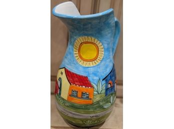 Extra Large Colorful Sunshine Pitcher - Made In Italy By Nino Parrucca