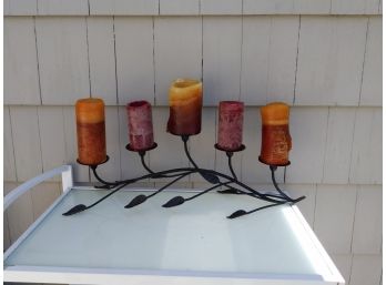 5 Candles And Candle Holder Lder In Black Metal