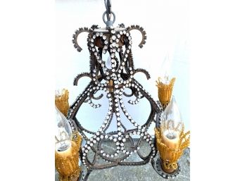 Chandelier With Beaded Yellow And Crystal Design That Will Set The Right Ambience