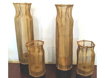 4 Very Unique Gold Mesh Candle Holders