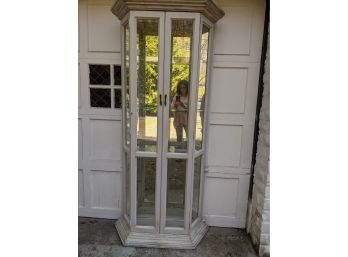 Tall Vintage Curio Cabinet Or Display Cabinet With Three Glass Shelves.