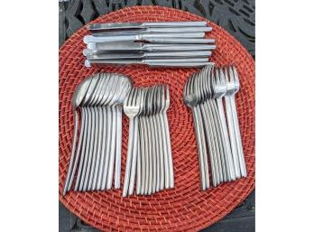 Stainless Silverware By Mikassa Complete Set For 10.  Plus 1 Serving Spoon & 4 Extra Small Spoons