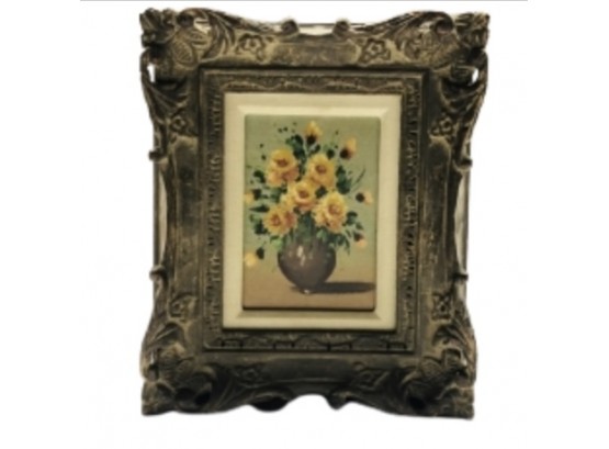 Hand Painted Floral  Framed Painting