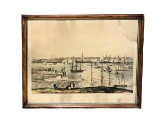 Antique Engraving, 'View Of New York From Brooklyn Heights'