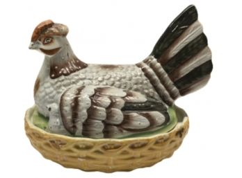 Rooster In A Basket W Chick Candy Dish