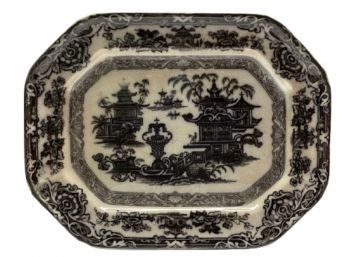 Spectacular Antique Black And White Platter