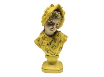 Ceramic Bust Of A Fashionable Young Lady