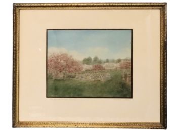 Signed And Framed Wallace Nutting Hand-Tinted Photograph, 'The Bridesmaid's Procession'