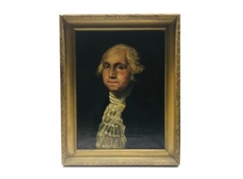 Antique Framed Oil Of George Washington