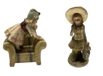 Two Little Girl Figurines Including Holly Hobbie