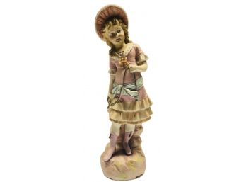 Ceramic Figure Of A Young Woman In A Bonnet