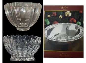 Three Chip Bowls, Including 'Chip And Dip' Bowl By Lenox