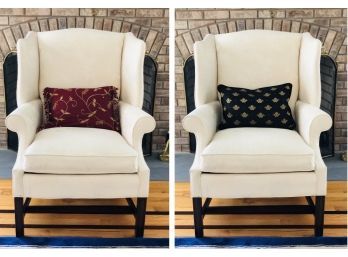 Matching Upholstered Wingback Chairs By Frederick Edward