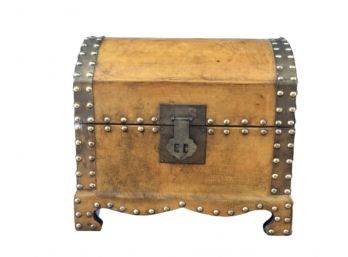 Wood Treasure Chest With Metal Detail