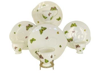 Butterfly Teacups & Snack Plates (4 Sets)