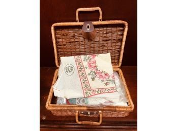 Old School Sewing Basket With Unfinished Embroidery Projects
