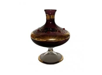 Petite Ornate Cranberry Glass Vase