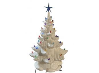 Ceramic Electric Light-Up White Christmas Tree