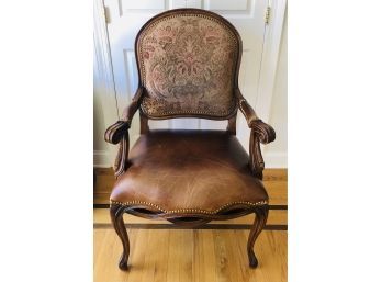 Upholstered Arm Chair With Brass Nailheads