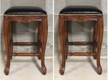 Two Counter-height Upholstered Stools
