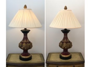 Pair Of Mediterranean Style Wood Table Lamps