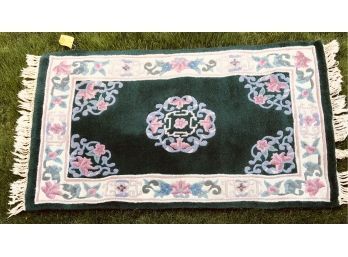 Green And Pink Medallion Woven Area Rug