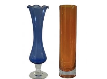 Pair Of Tall Depression Glass Vases