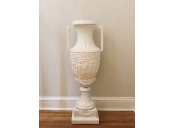 Two Piece White Handled Urn