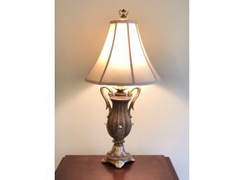Handled Table Lamp With Silk Shade