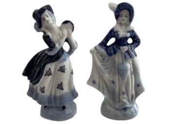 Blue & White Figurines (Pair) Made In Occupied Japan