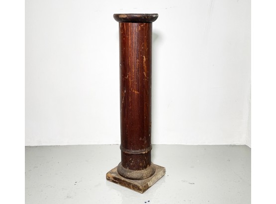 An Oak Column Form Pedestal