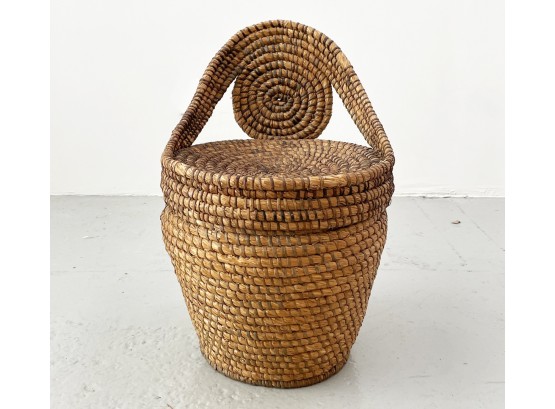A Vintage Primitive Woven Basket Seat