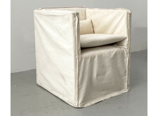 A Modern Linen Upholstered Arm Chair