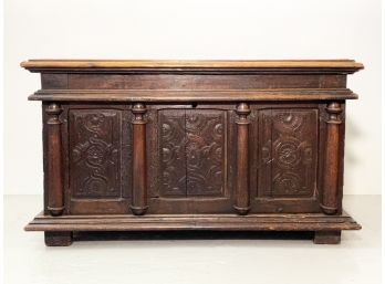 An 18th Century Carved And Paneled Oak Blanket Chest