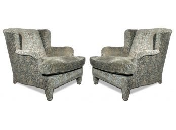 A Pair Of Upholstered Armchairs By Mattaliano In Donghia Brocade With Nailhead Trim ($8000 Retail)