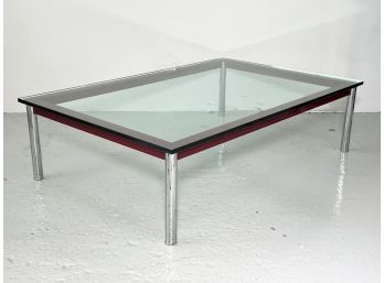 A Modern Glass And Chrome Coffee Table