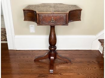 A Vintage Embossed Leather Library Table By Maitland-Smith