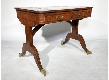 A Stunning Parcel Gilt Leather Games Table By Maitland-Smith ($2700 Retail)