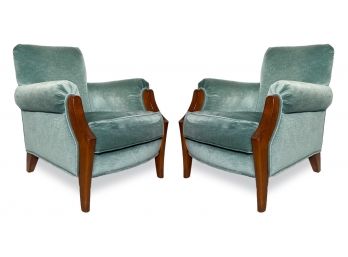 A Pair Of Armchairs In Plush Velvet From Beacon Hill ($6000 Retail)