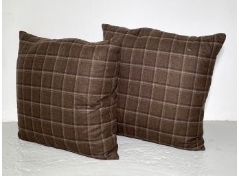 A Pair Of Down Stuffed Pillows In Wool Plaid
