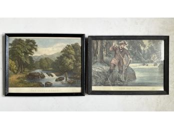 A Pairing Of Vintage Framed Trout Fishing Engravings