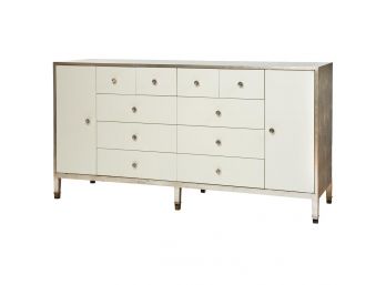 A Modern Dresser In Champagne Mica By Kathy Kuo Home (Original Retail $5200)