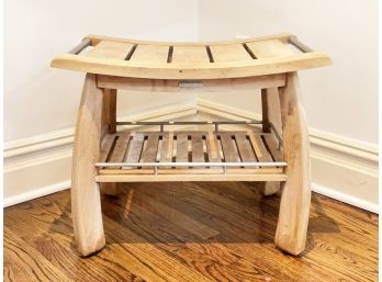 A Weathered Teak Shower Seat From Frontgate