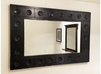 A Large Vintage Mirror In Painted Wood Frame