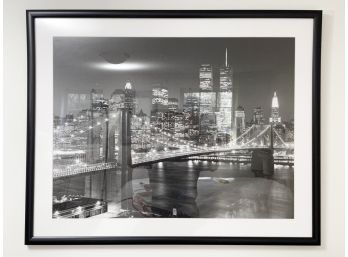A Vintage Framed Brooklyn Bridge And Manhattan Skyline Photograph