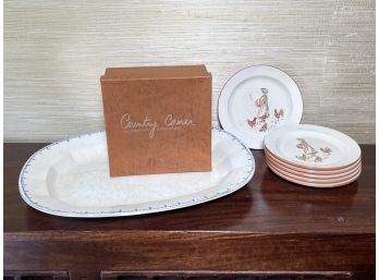 Country Corner Appetizer Plates And A Vintage Knowles Serving Platter