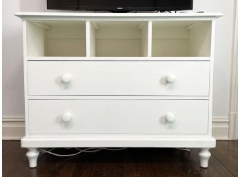 A White Painted Wood Console Cabinet With Drawers By Pottery Barn Kids