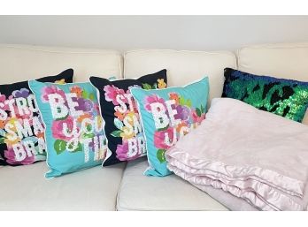 Decorative Throw Pillows And A Blanket